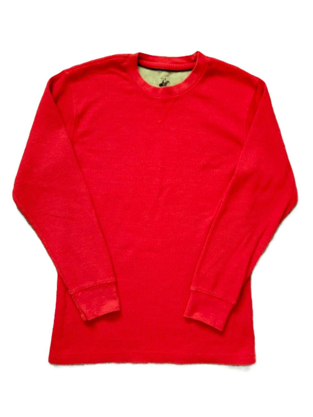 Beverly Hills Polo Club Men's Small Thermal Shirt Red Waffle Knit Long Sleeve